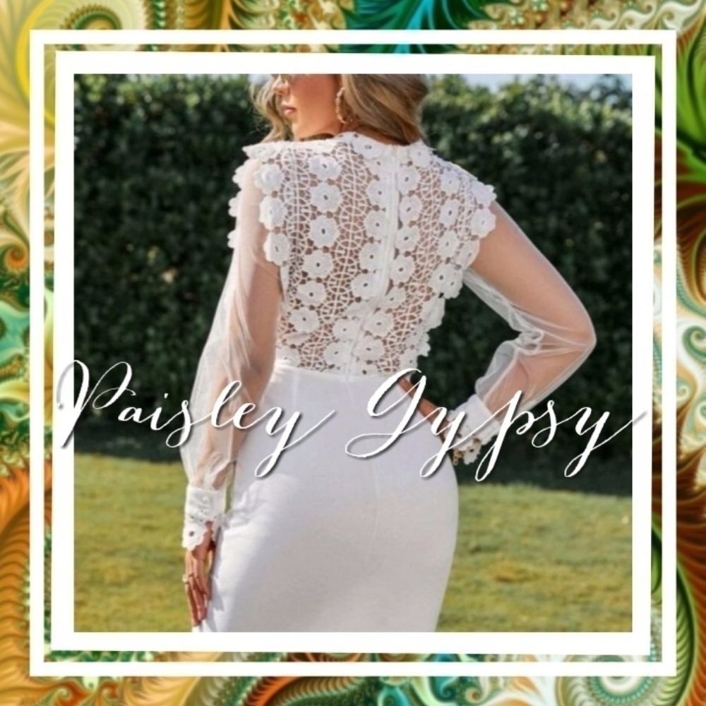 ELEGANT LACE WHITE RUFFLE MINI DRESS - Picture 2 of 13